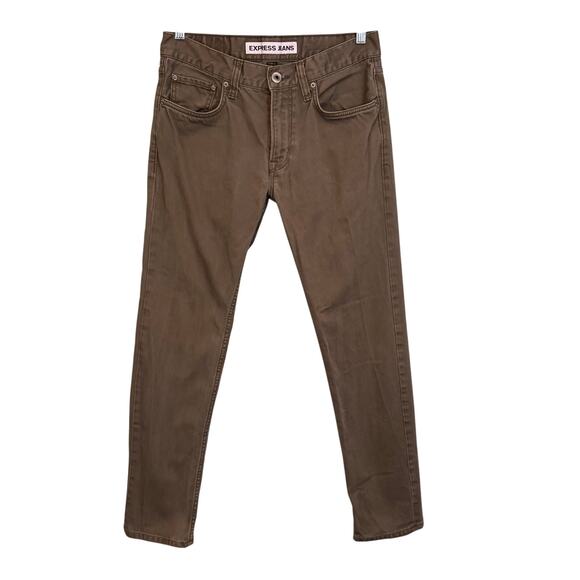 Express Jeans Mens 29X30 Brown Casual Denim Rocco Slim Fit Skinny Leg Mid Rise